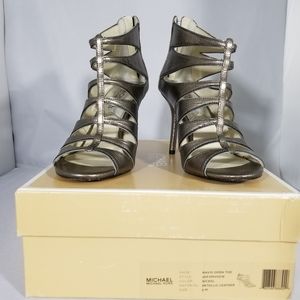 Michael Kors Maven Strappy Bronze Heels, Sz 6
